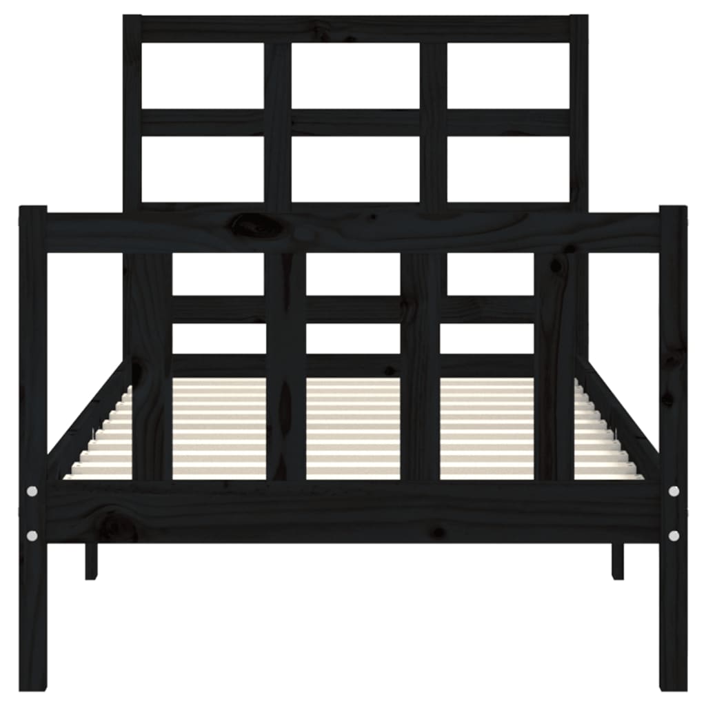 vidaXL Bed Frame without Mattress Black Small Single Solid Wood Pine
