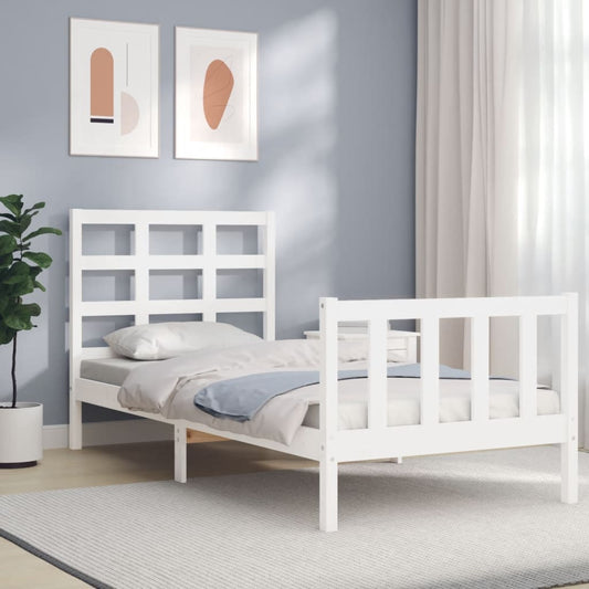 vidaXL Bed Frame without Mattress White 90x200 cm Solid Wood Pine