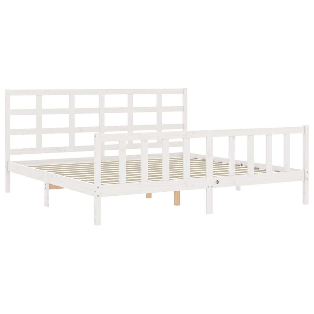 vidaXL Bed Frame with Headboard White 180x200 cm Super King Solid Wood