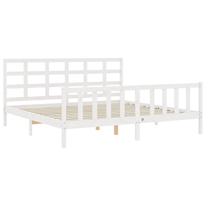vidaXL Bed Frame with Headboard White 180x200 cm Super King Solid Wood