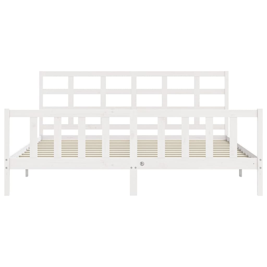 vidaXL Bed Frame with Headboard White 180x200 cm Super King Solid Wood