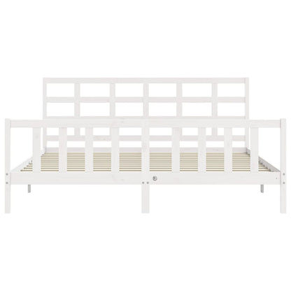 vidaXL Bed Frame with Headboard White 180x200 cm Super King Solid Wood