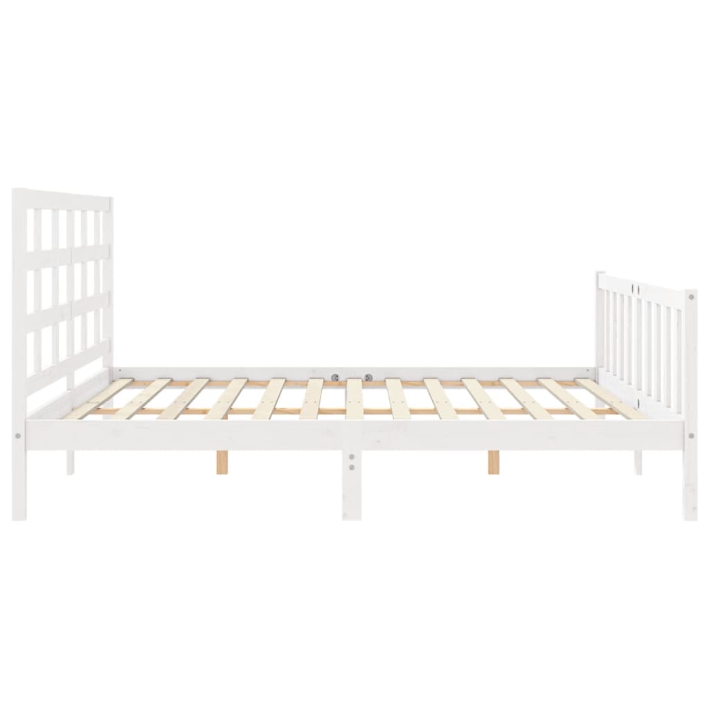 vidaXL Bed Frame with Headboard White 180x200 cm Super King Solid Wood