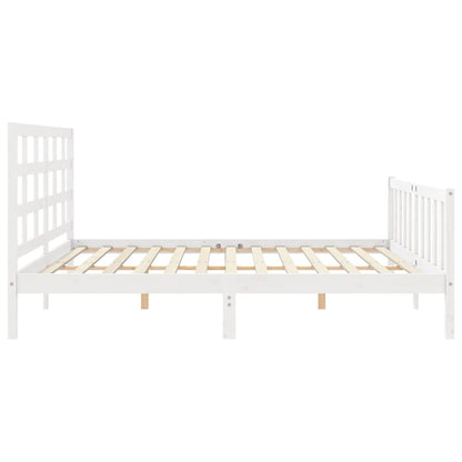vidaXL Bed Frame with Headboard White 180x200 cm Super King Solid Wood