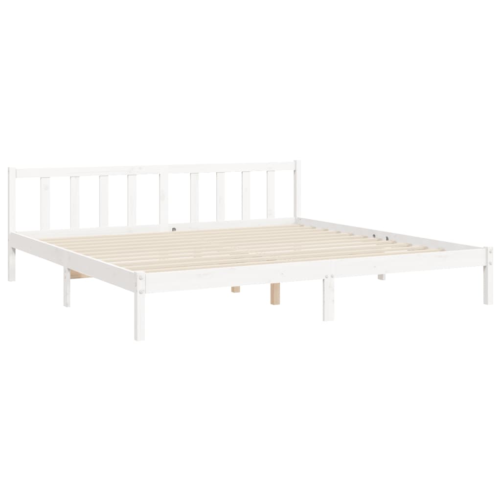 vidaXL Bed Frame with Headboard White 180x200 cm Super King Solid Wood