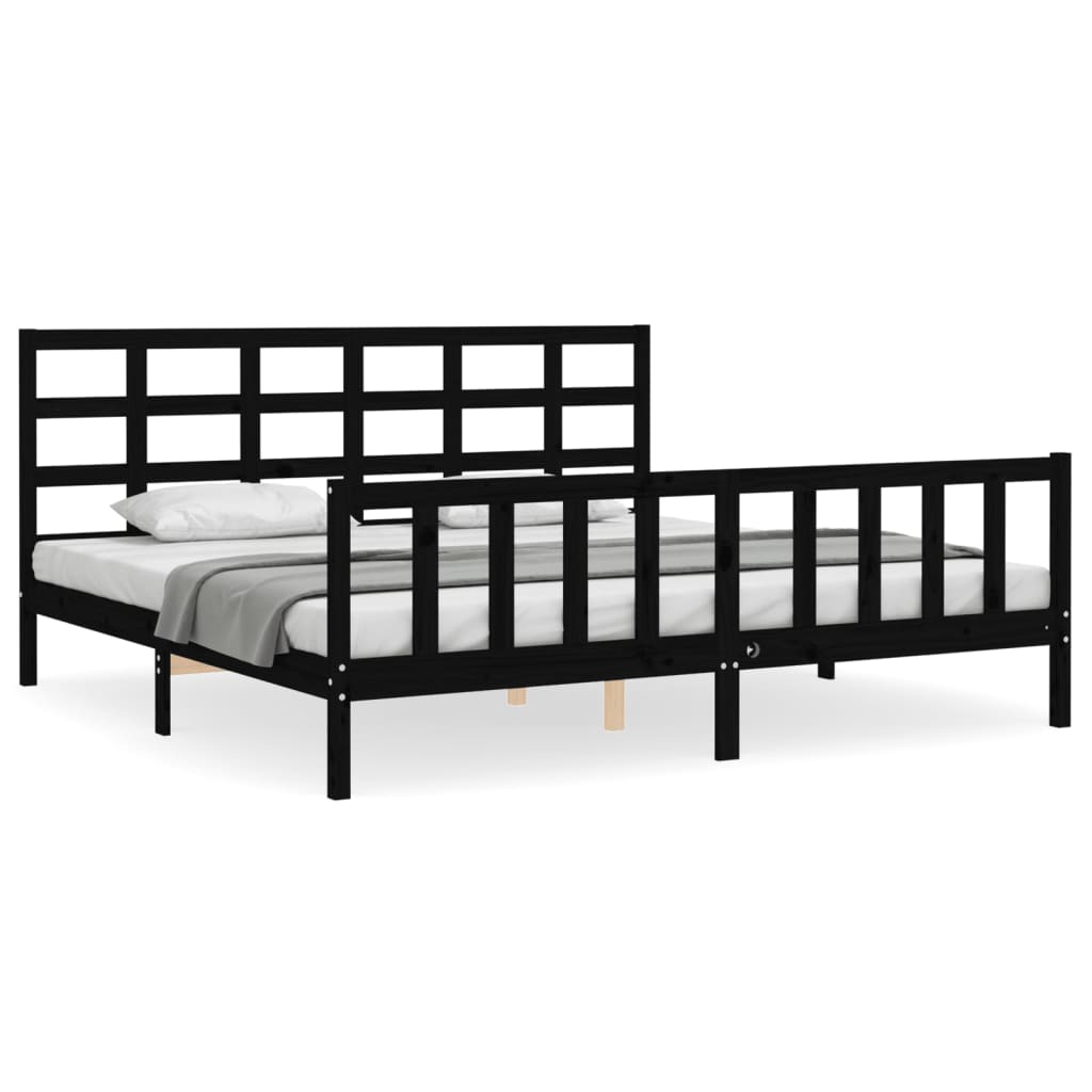 vidaXL Bed Frame without Mattress Black 200x200 cm Solid Wood Pine