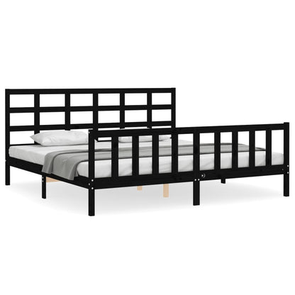 vidaXL Bed Frame without Mattress Black 200x200 cm Solid Wood Pine