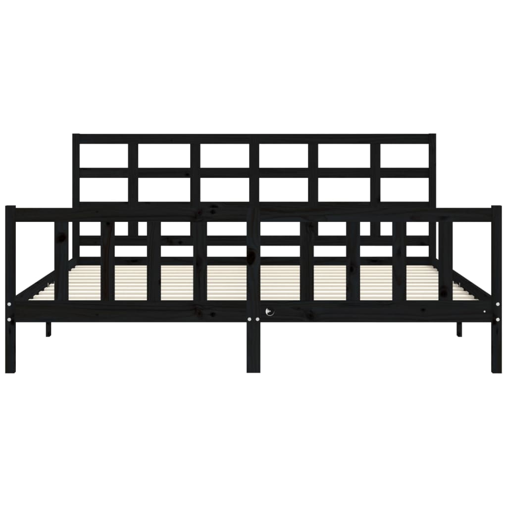 vidaXL Bed Frame without Mattress Black 200x200 cm Solid Wood Pine