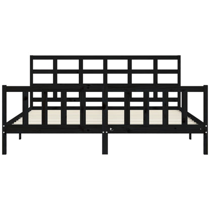 vidaXL Bed Frame without Mattress Black 200x200 cm Solid Wood Pine