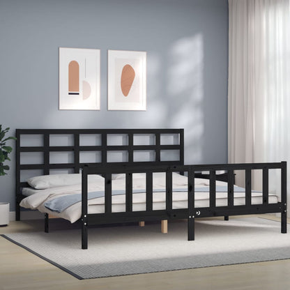 vidaXL Bed Frame without Mattress Black 200x200 cm Solid Wood Pine
