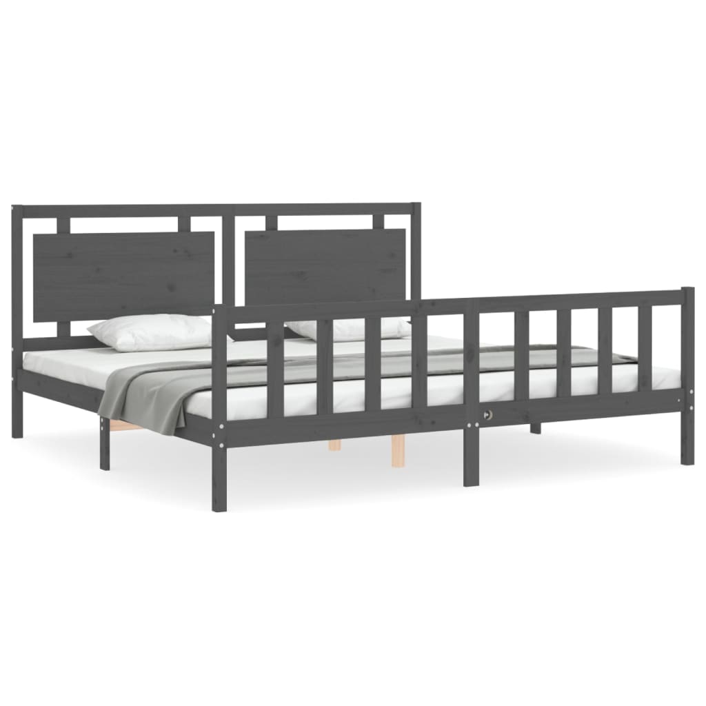 vidaXL Bed Frame without Mattress Grey 200x200 cm Solid Wood Pine