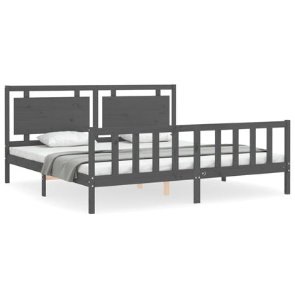 vidaXL Bed Frame without Mattress Grey 200x200 cm Solid Wood Pine