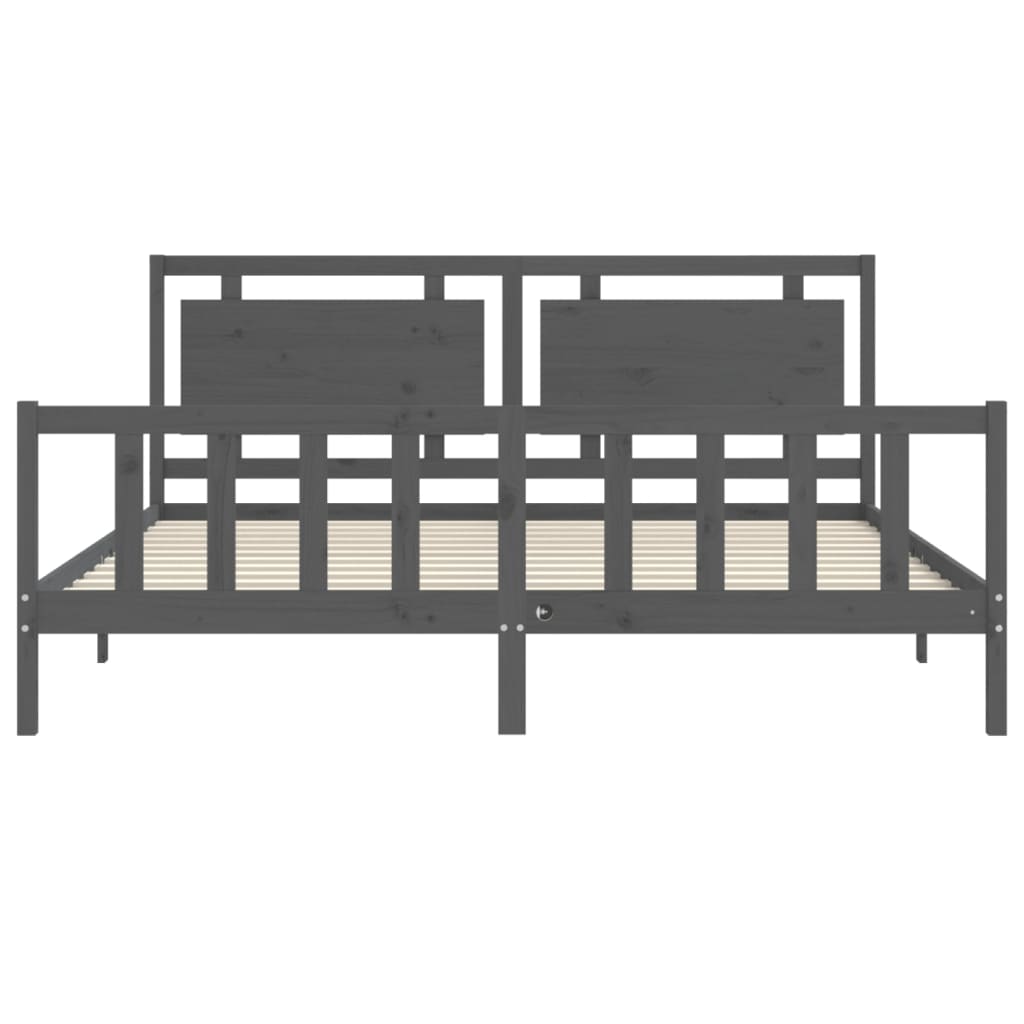vidaXL Bed Frame without Mattress Grey 200x200 cm Solid Wood Pine