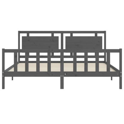 vidaXL Bed Frame without Mattress Grey 200x200 cm Solid Wood Pine