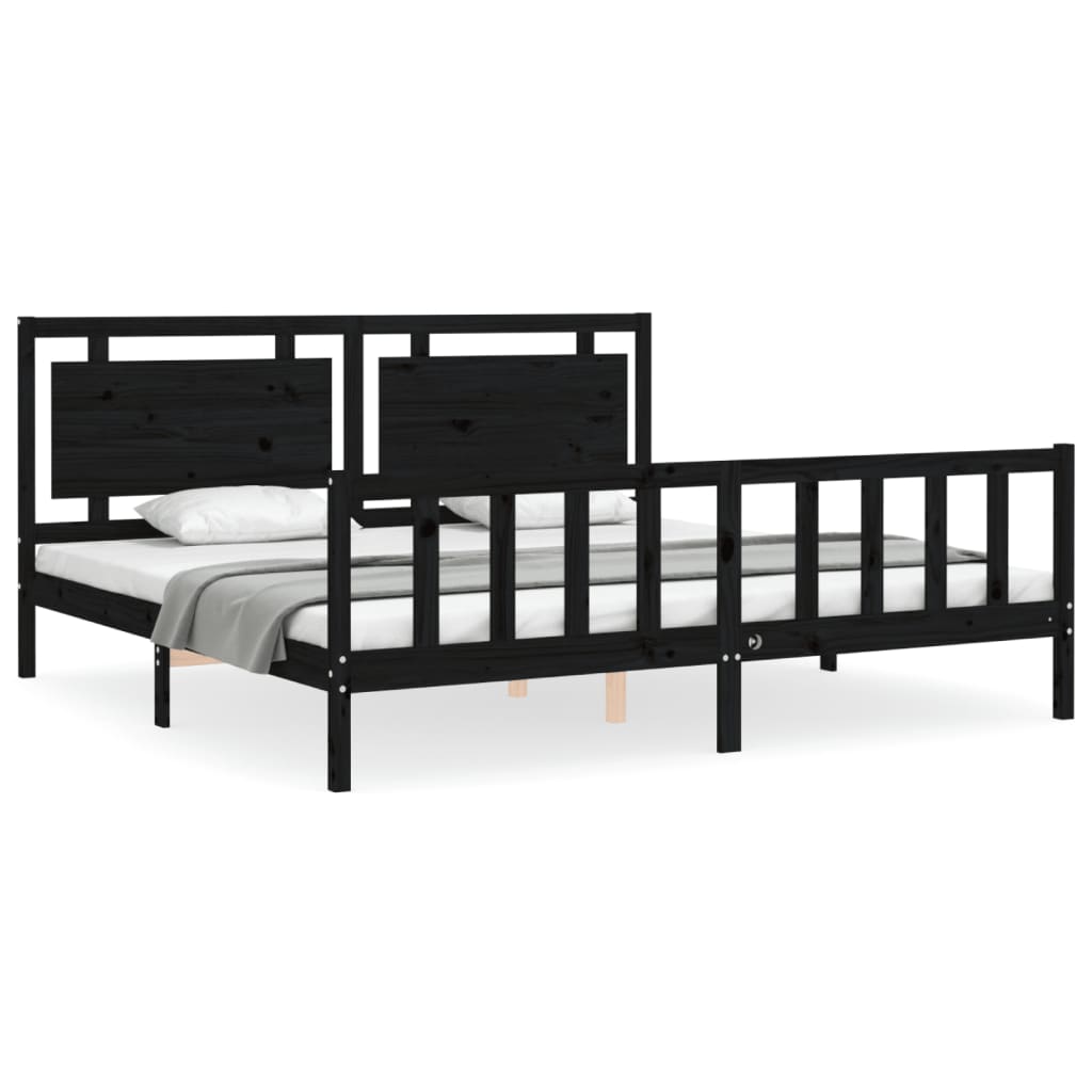 vidaXL Bed Frame without Mattress Black 200x200 cm Solid Wood Pine