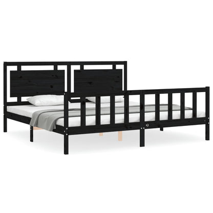 vidaXL Bed Frame without Mattress Black 200x200 cm Solid Wood Pine