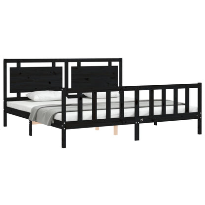 vidaXL Bed Frame without Mattress Black 200x200 cm Solid Wood Pine