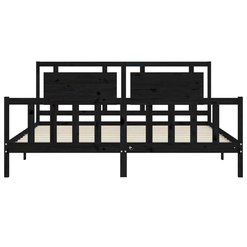 vidaXL Bed Frame without Mattress Black 200x200 cm Solid Wood Pine