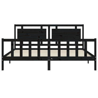 vidaXL Bed Frame without Mattress Black 200x200 cm Solid Wood Pine