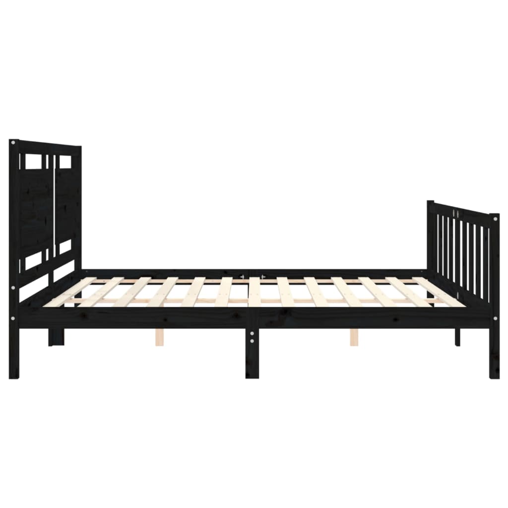 vidaXL Bed Frame without Mattress Black 200x200 cm Solid Wood Pine