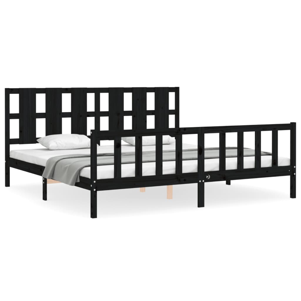 vidaXL Bed Frame without Mattress Black 200x200 cm Solid Wood Pine