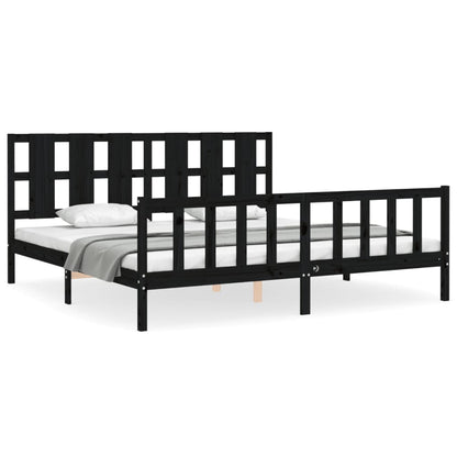 vidaXL Bed Frame without Mattress Black 200x200 cm Solid Wood Pine