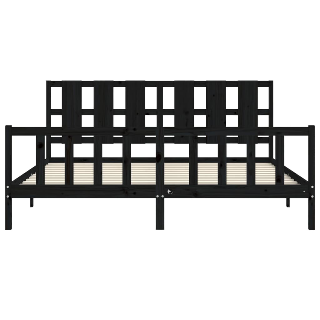 vidaXL Bed Frame without Mattress Black 200x200 cm Solid Wood Pine