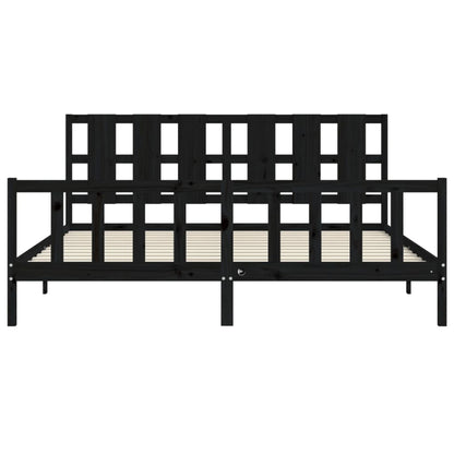 vidaXL Bed Frame without Mattress Black 200x200 cm Solid Wood Pine