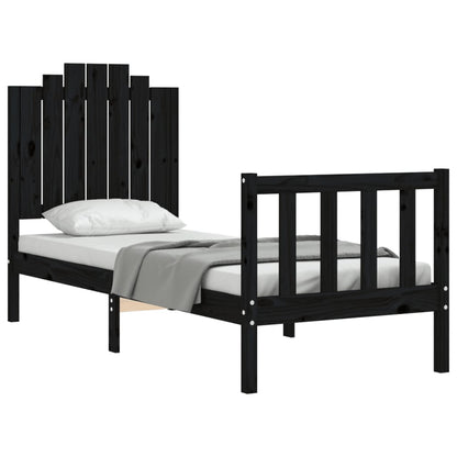 vidaXL Bed Frame without Mattress Black Small Single Solid Wood Pine