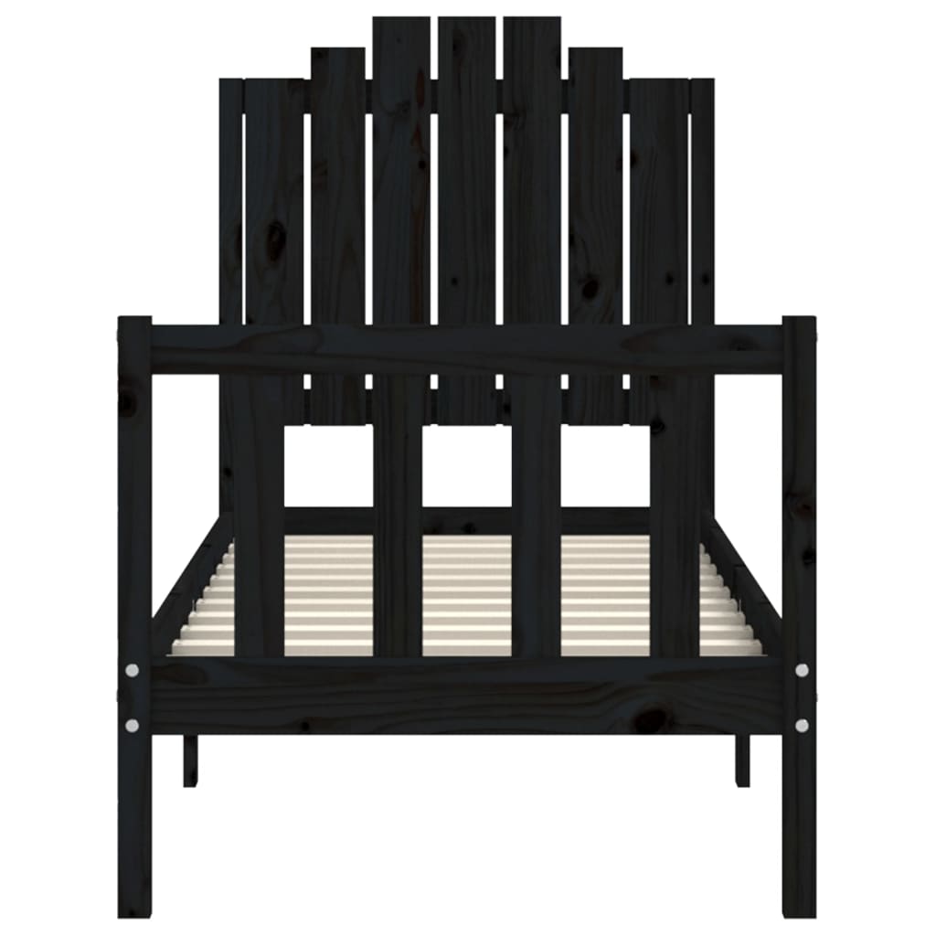 vidaXL Bed Frame without Mattress Black Small Single Solid Wood Pine