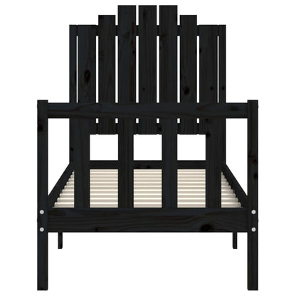 vidaXL Bed Frame without Mattress Black Small Single Solid Wood Pine