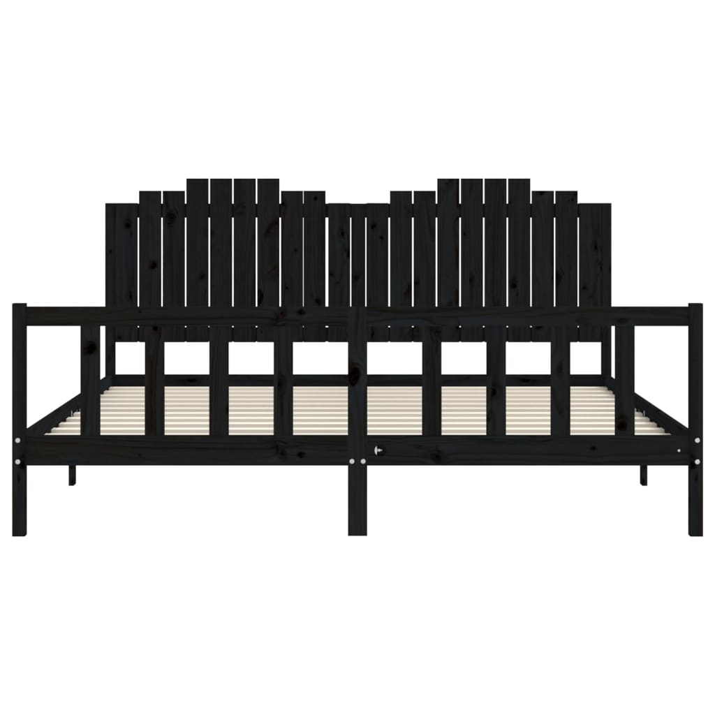vidaXL Bed Frame without Mattress Black 200x200 cm Solid Wood Pine