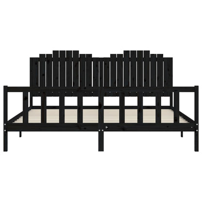 vidaXL Bed Frame without Mattress Black 200x200 cm Solid Wood Pine