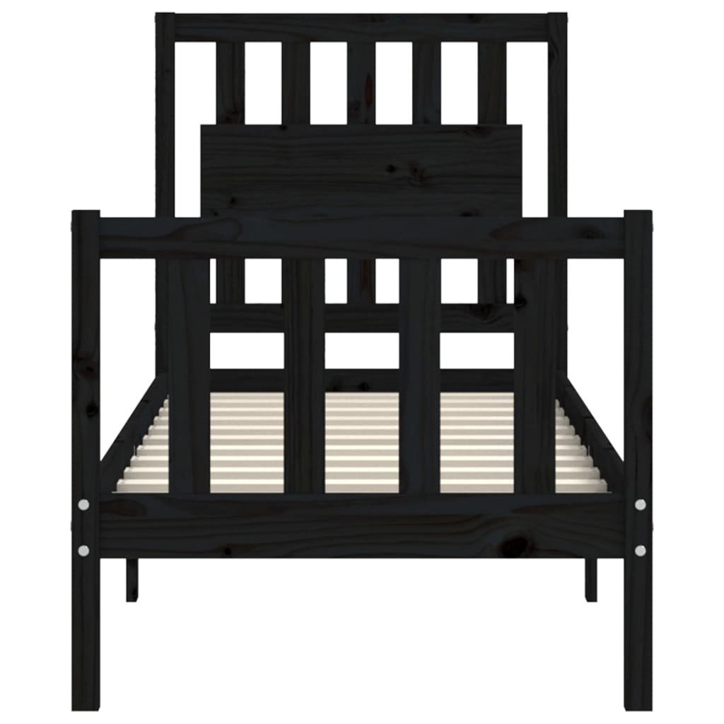 vidaXL Bed Frame without Mattress Black Small Single Solid Wood Pine