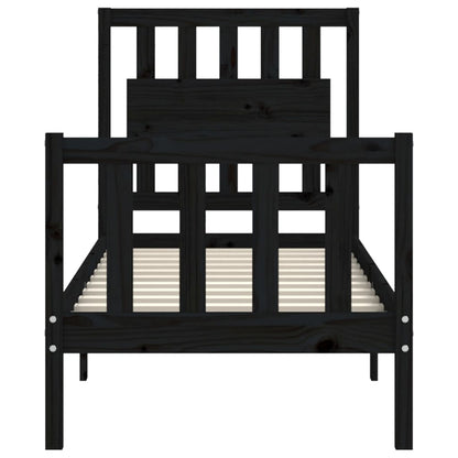 vidaXL Bed Frame without Mattress Black Small Single Solid Wood Pine