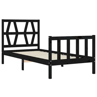 vidaXL Bed Frame without Mattress Black Small Single Solid Wood Pine