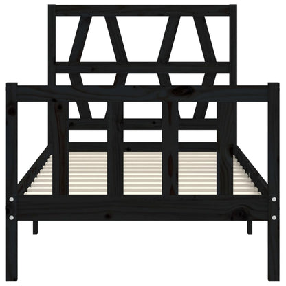 vidaXL Bed Frame without Mattress Black Small Single Solid Wood Pine