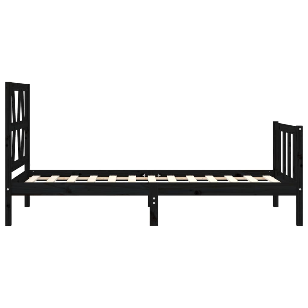vidaXL Bed Frame without Mattress Black Small Single Solid Wood Pine