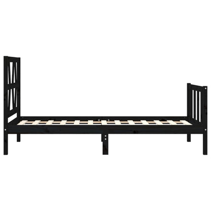 vidaXL Bed Frame without Mattress Black Small Single Solid Wood Pine
