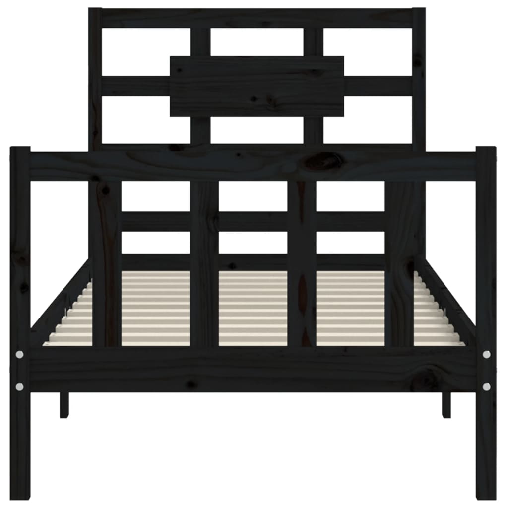 vidaXL Bed Frame without Mattress Black Small Single Solid Wood Pine