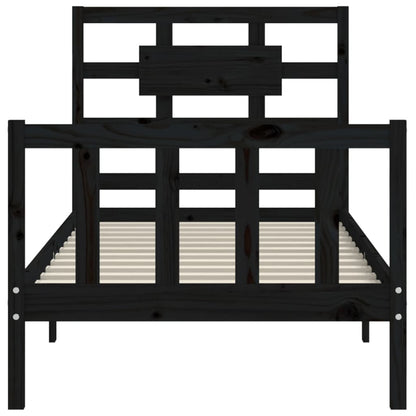 vidaXL Bed Frame without Mattress Black Small Single Solid Wood Pine