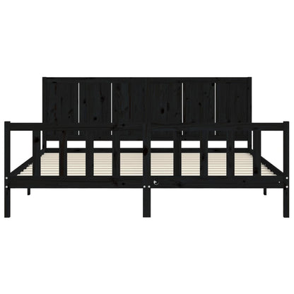 vidaXL Bed Frame without Mattress Black 200x200 cm Solid Wood Pine