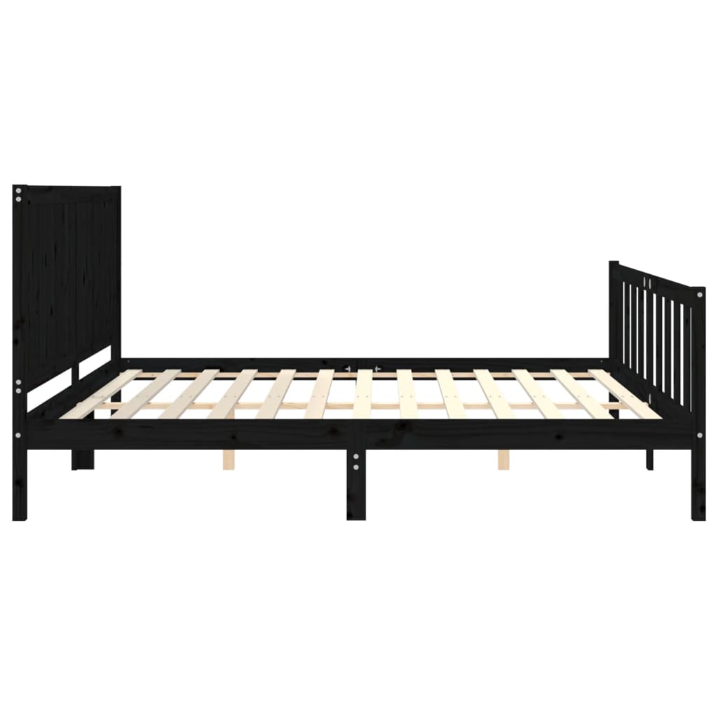 vidaXL Bed Frame without Mattress Black 200x200 cm Solid Wood Pine