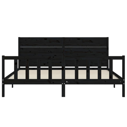 vidaXL Bed Frame without Mattress Black 200x200 cm Solid Wood Pine