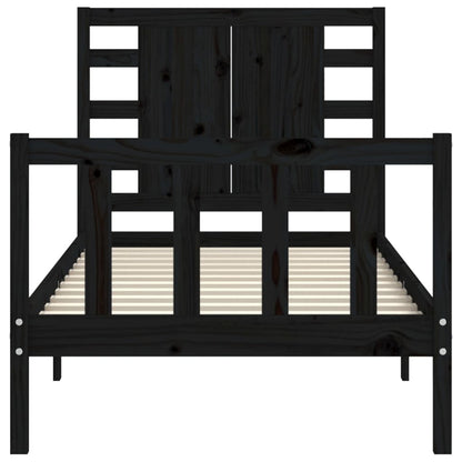 vidaXL Bed Frame without Mattress Black Small Single Solid Wood Pine