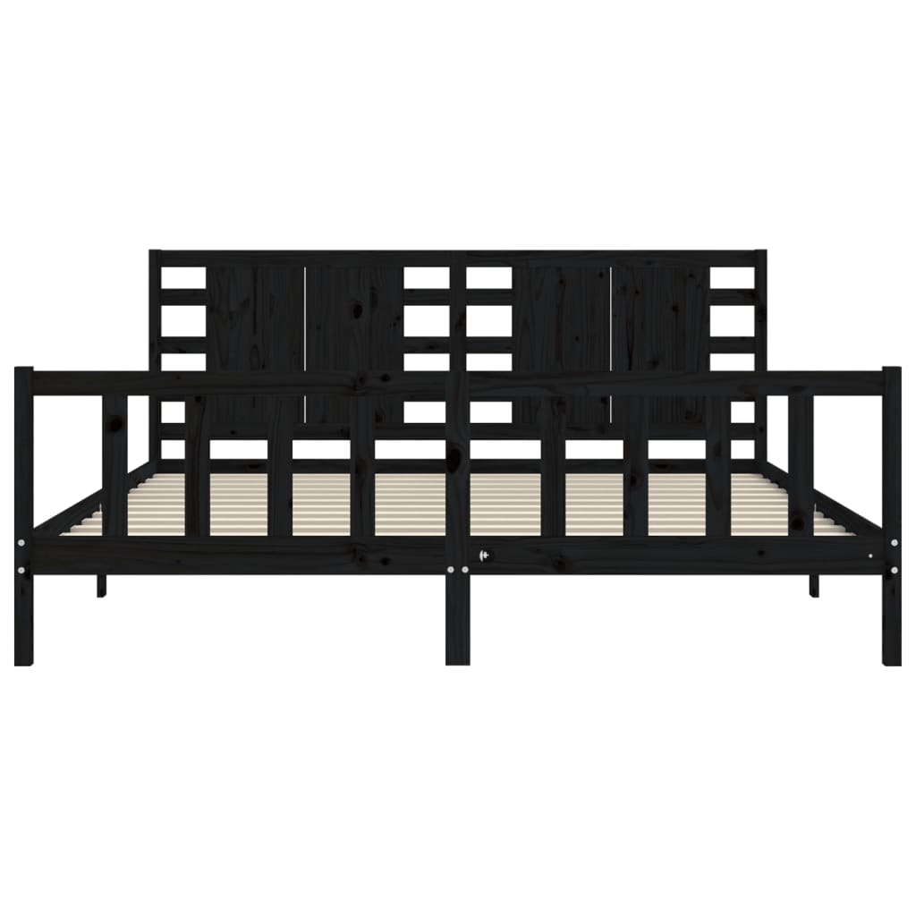 vidaXL Bed Frame without Mattress Black 200x200 cm Solid Wood Pine