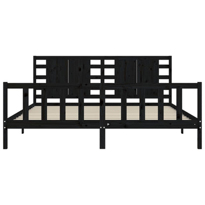 vidaXL Bed Frame without Mattress Black 200x200 cm Solid Wood Pine