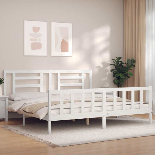 vidaXL Bed Frame without Mattress White 200x200 cm Solid Wood Pine