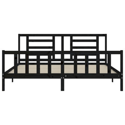 vidaXL Bed Frame without Mattress Black 200x200 cm Solid Wood Pine