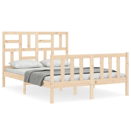 vidaXL Bed Frame | Natural | Solid Pinewood | Double | Bed Frame | Rectangular